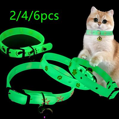 2/4/6Pcs Cat Necklace Glowing Small Dog Cat Collar Anti-Loss