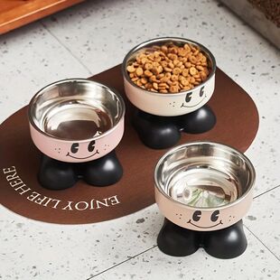 Elevated Dog Cat Bowl Stainless steel Food Water Bowls Raise