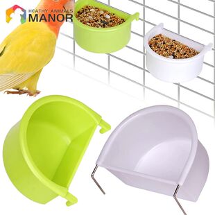 New 2pcs Bird Food Feeding Dish Easy to Install Bird Cage Fe