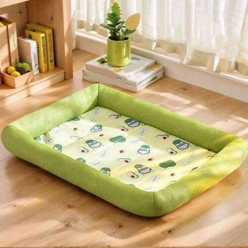 Summer Washable Pet Dog Bed, Square Cooling Puppy Bed, Neck-