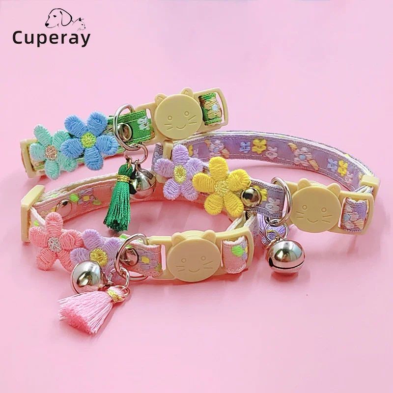 Cute Pet Collar,adjustable Cat Collars with Flower Tassel De