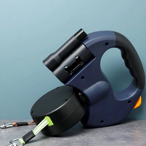 Retractable Dual Dog Leash with LED Light 360 Swivel No Tang