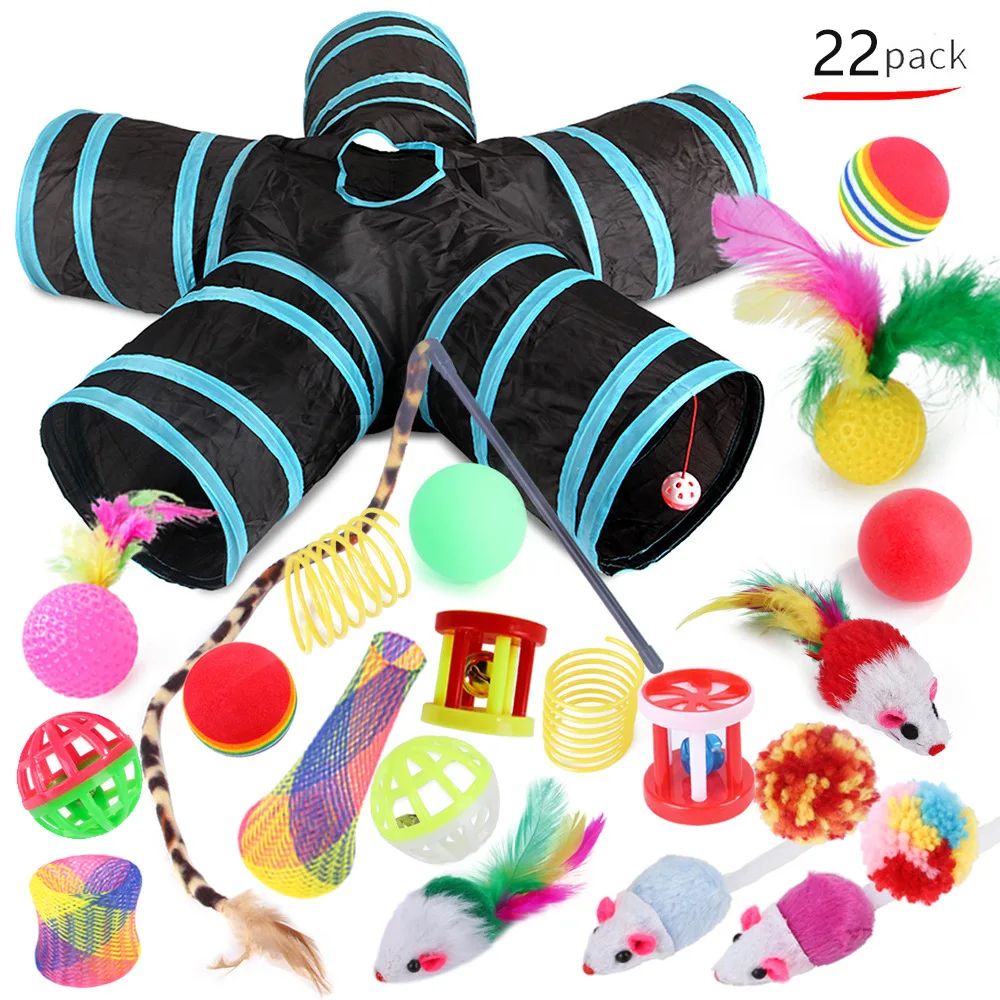 22 Pack Pet Cat Toys Interactive Combination Set Cat Toy Fun
