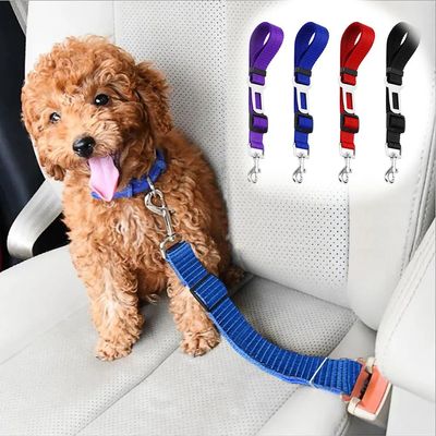 Cat Dog Safety Belt Pet Car Seat Belt Lead Leash for Dogs Pu