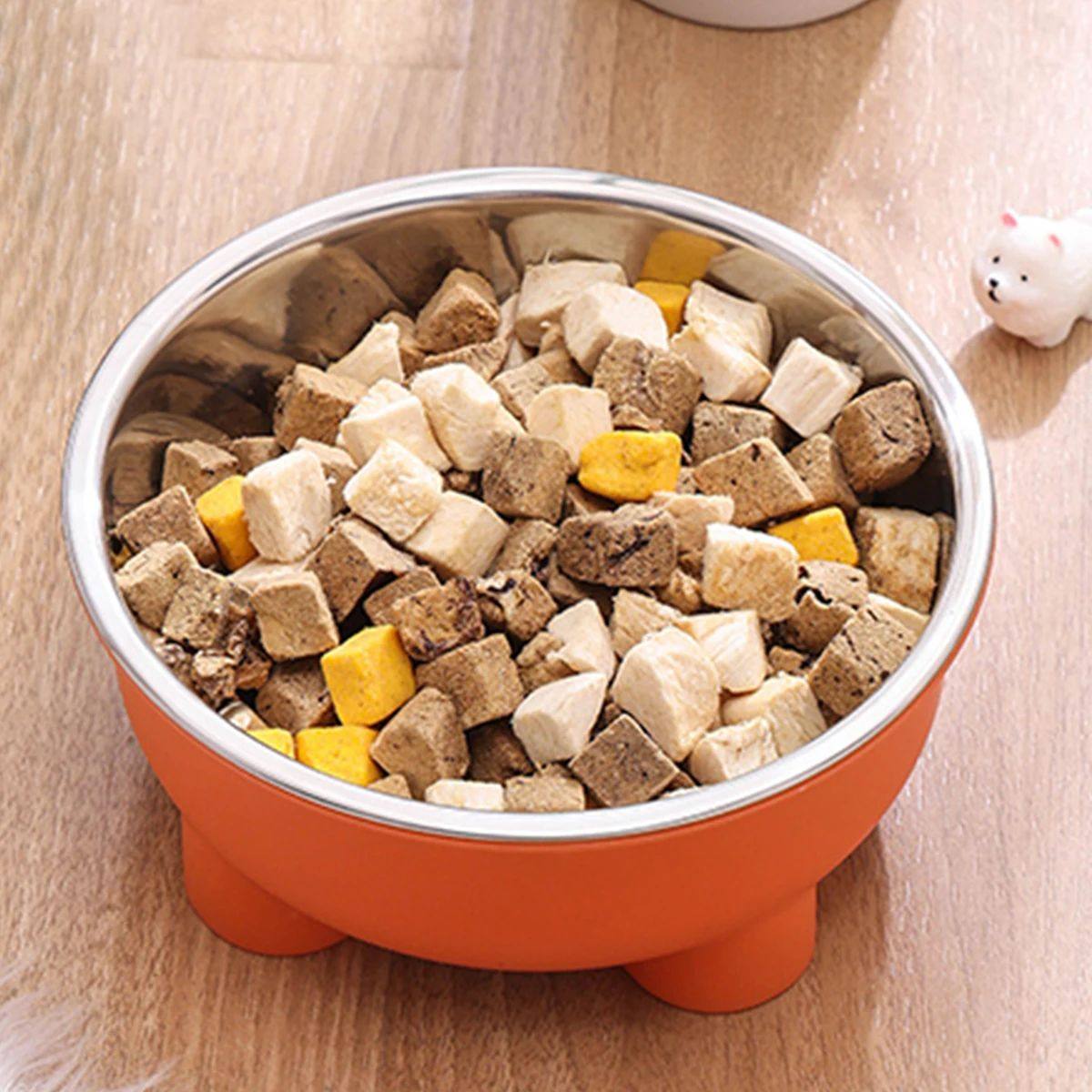 1PC Four-Legged Solid Color Stainless Steel Pet Dog Bowl And