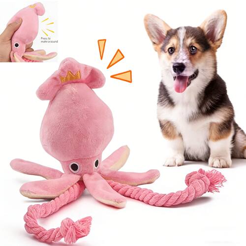 Dog toys; cat toys; sound-emitting cotton rope octopus; dura