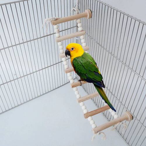 5/8 Steps Wood Ladder Pet Interactive Bird Parrot Toy Ladder