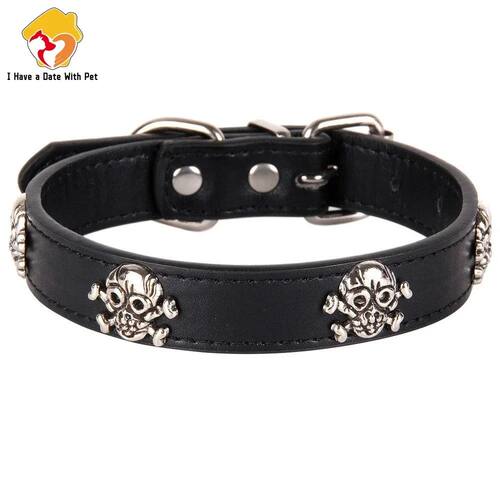 I Have Date With Pet Leather Skull Dog Accessories Dog Colla