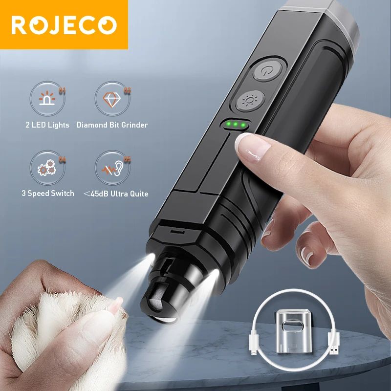 ROJECO P3 Electric Pet Nail Grinder Professional Dog Nail Cl