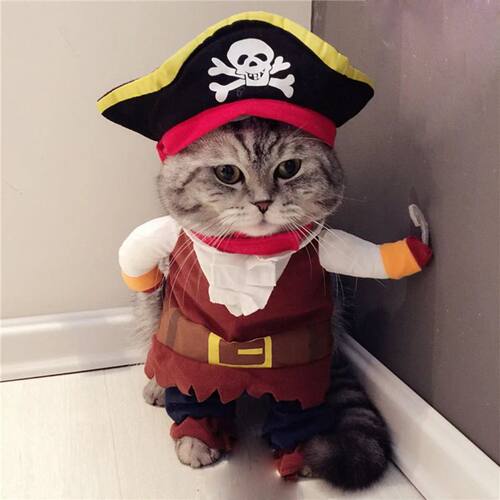 Funny Pet Clothes Pirate Dog Cat Costume Suit Corsair Dressi