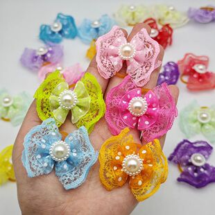Colors layer For Dogs Bows Double Lace Dog 10pcs Bright