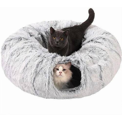 Winter New Arrival Plush Cat Tunnel Bed Foldable Two-in-One