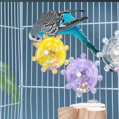Interactive Parrot Toy Bird Cage Toy for Parrots Rotating Tr