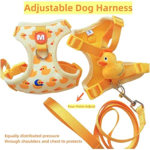 Small Dog Harness and Leash Set, Four-Point Soft Mesh Dog Ve