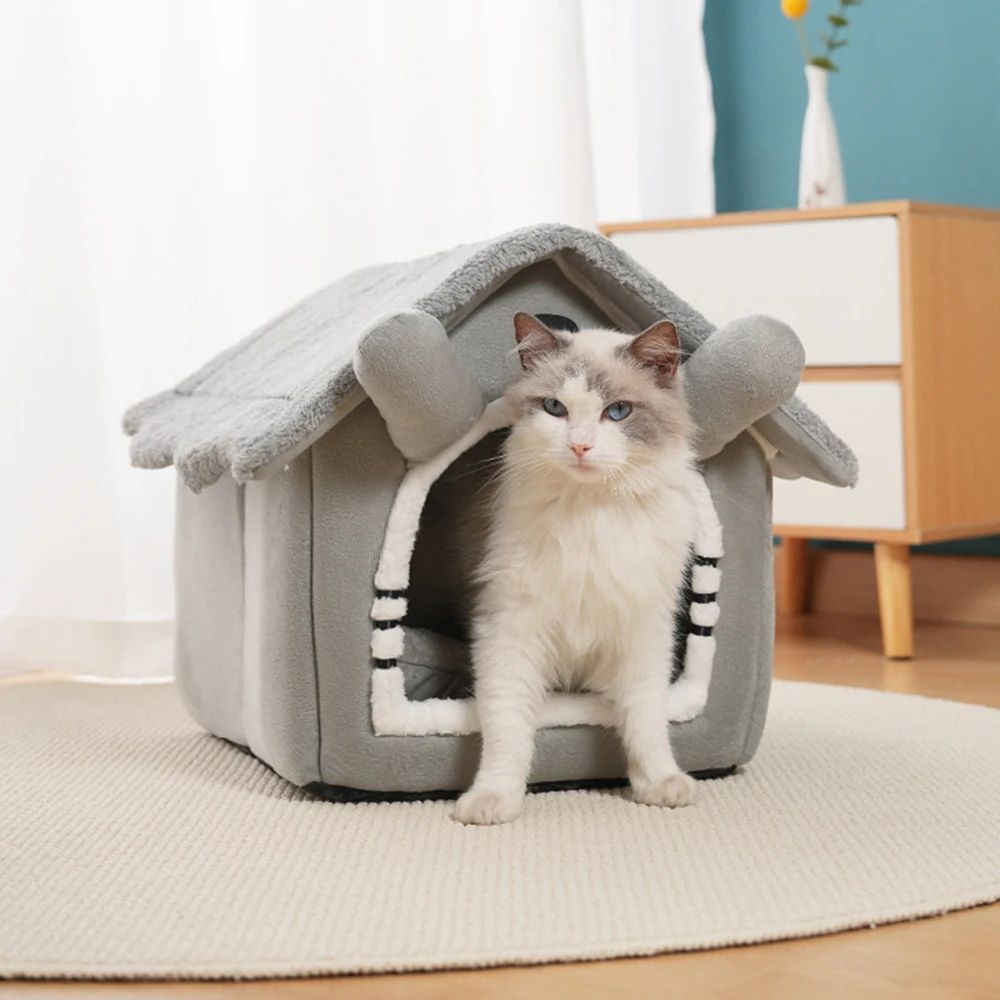 1PC Gray Detachable Cat House Semi-Enclosed Four-Season Univ
