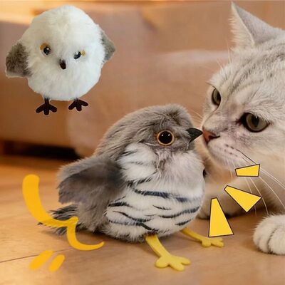 Cat Interactive Toy Electric Simulated Bird Chirping Plush C