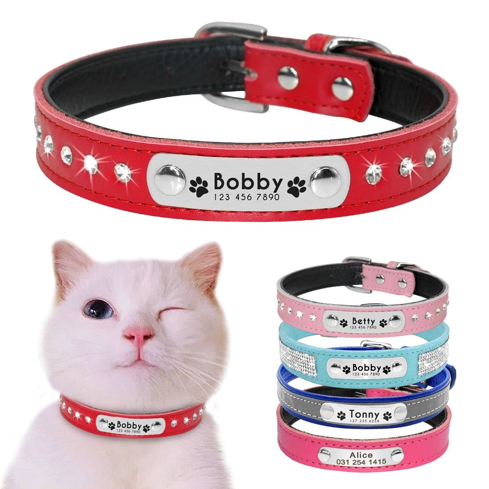 Leather Cat Collar Personalized Cat Collar For Puppy Small D