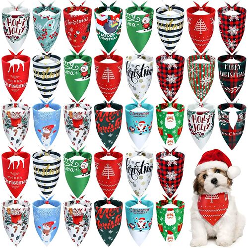 20 Pcs Christmas Dog Bandana Thanksgiving Dog Triangle Scarf