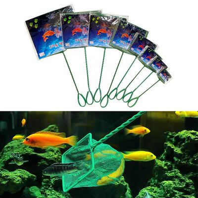 Large 3-12 Inches Fish Net Long Handle Square Aquarium Acces