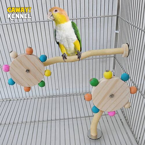 Funny Perch Toy with Rotating Balls Wood Interactive Bird St