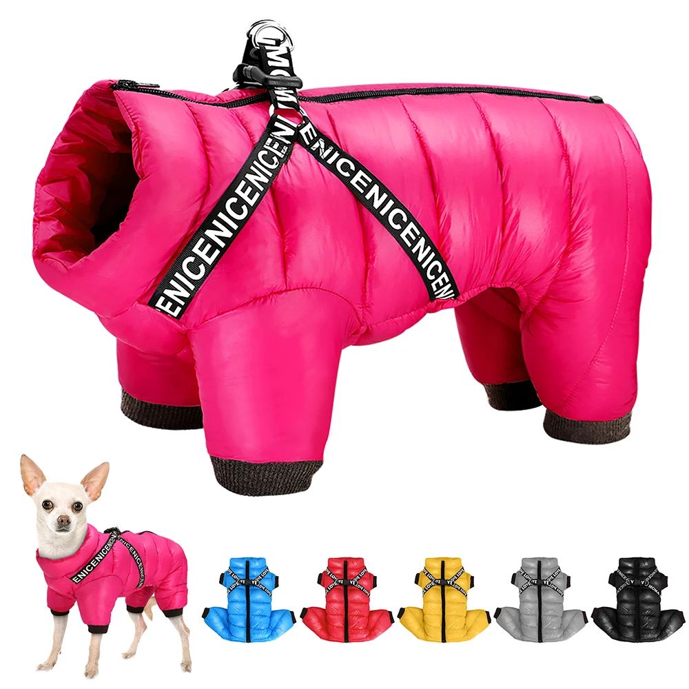 Winter Dog Clothes Super Warm Pet Dog Jacket Coat With Harne