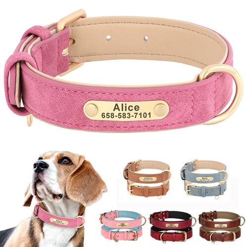 Personalized Dog Collar PU Leather Dog Collars Free Engraved