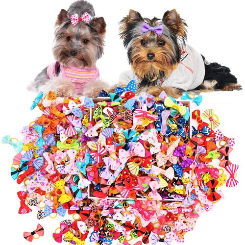 10PCS/30PCS Dog Bow with Rubber Band Dog Hair Accessories Ha