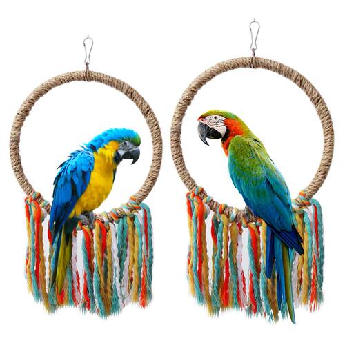 Pet Bird Parrot Toy Cotton Rope Circle Toys Chewing Bite Par