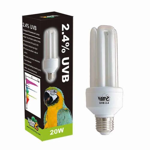 Lucky Herp 2.4% UVB Bird Lamp 20W Full Spectrum Sun Bulb, Hi