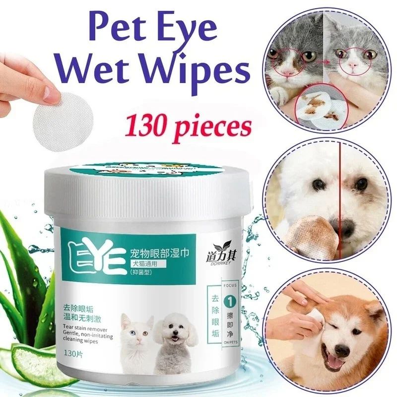 130 Pcs/set of Dog and Cat Cleaning Wipes Pet Eye Wipes Groo