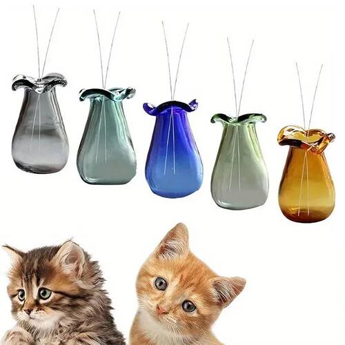 2pcs Mini Cat Whisker Vases Glass Cats Whiskers Holder Minia