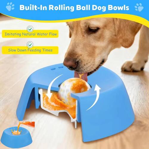 Liquid Slow Dog Bowls  Anti-slip Ball-shaped Bone Soup Dog L