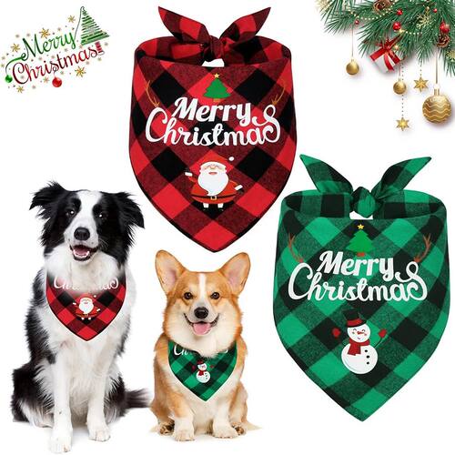 1/2pc Christmas Pet Triangle Scarf Dog Bandanas Saliva Towel
