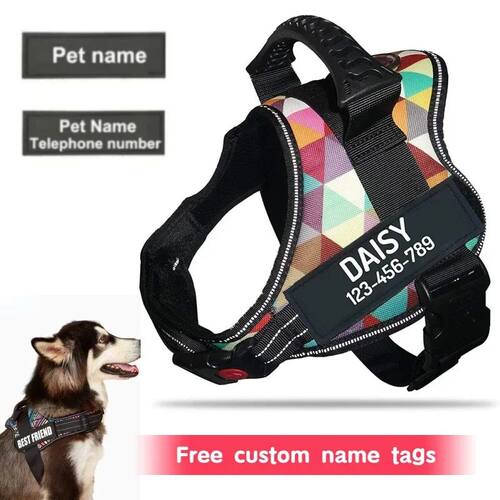 New Dog Harness High Quality Nylon ID Dog Name Small Large D