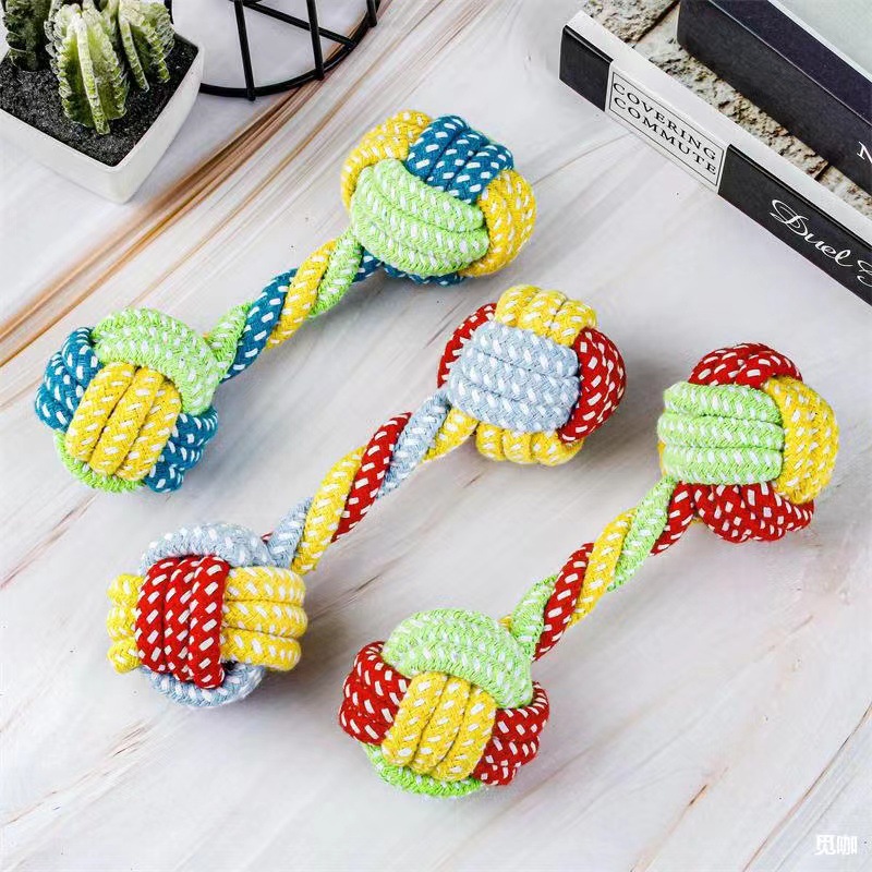 Dumbbell Molar Toy Bite-resistant Pet Toy Cotton Rope Toy Bi
