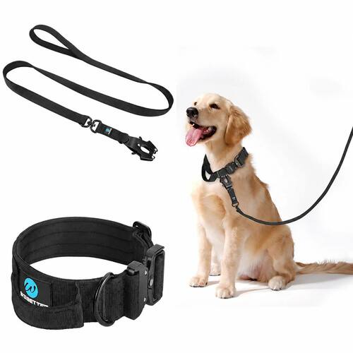 Leash Tactical Dog Collar,  Durable Training Nylon Shepard M