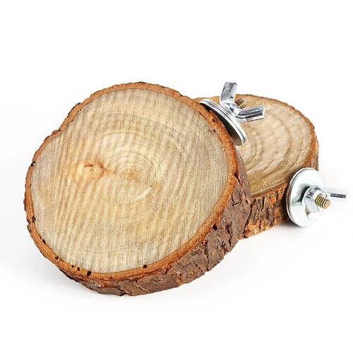 Parrot Pet Bird Cage Chew Toy Natural Wood Stand Platform fo