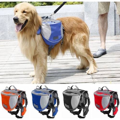 Pet Outdoor Backpack Large Dog Reflective Saddle Bag Harness