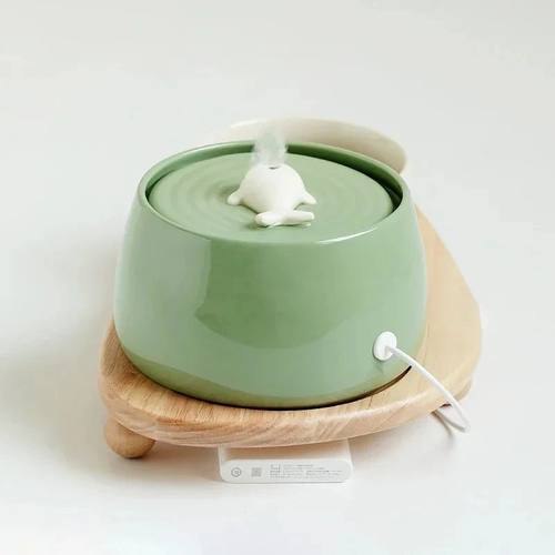 1.3 L Ceramic Cat Water Fountain USB Charging Pet Water Feed