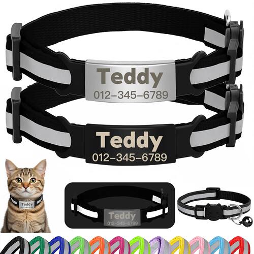 Customized Pet Collar Reflective Cat Collars Free Engraved P