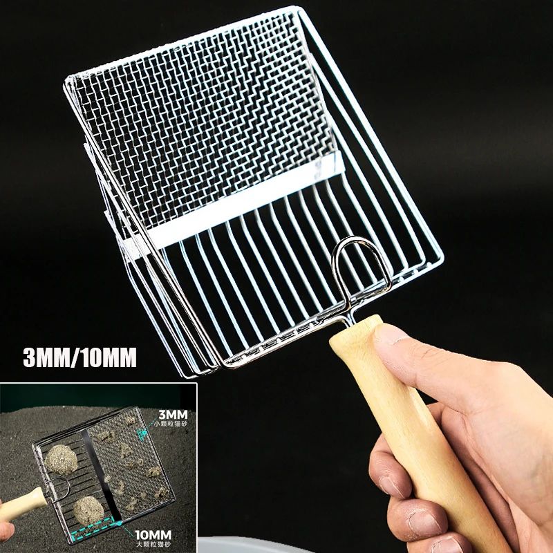 Cat Litter Shovel Stainless Steel Wooden Handle Easy To Rust