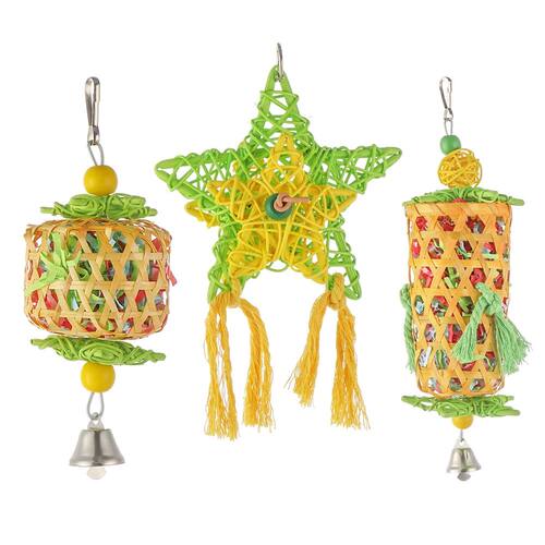 Natural Bamboo Rattan/Paper Weaving Cage Pet Bird Chewing To