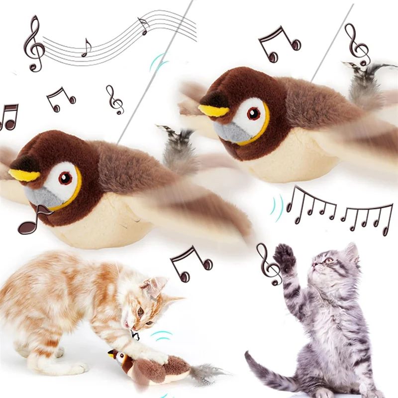 Interactive Cat Toy Flapping Bird with Catnip Rechargeable S