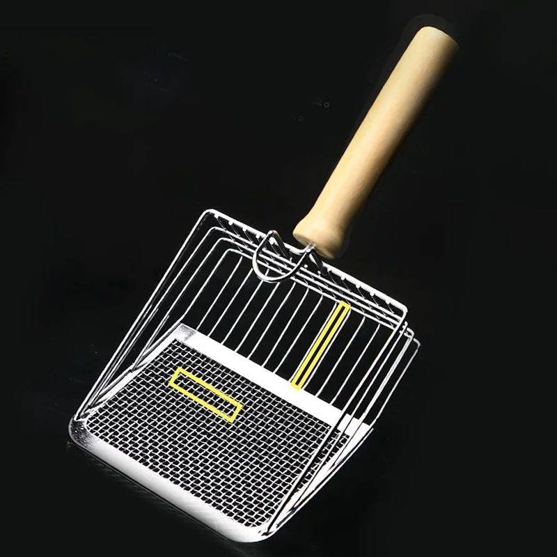 Cat Litter Shovel Stainless Steel Wooden Handle Easy To Rust