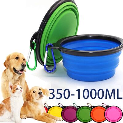 Folding Portable Silicone Dog Feeder Bowl 2 In 1 Pet Dispens