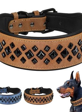 Cool Spiked Studded Dog Collar Luxurious Leather Dog Necklac