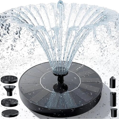 Outdoor Solar Fountain Pump with 6 Nozzles Bird Bath Water F