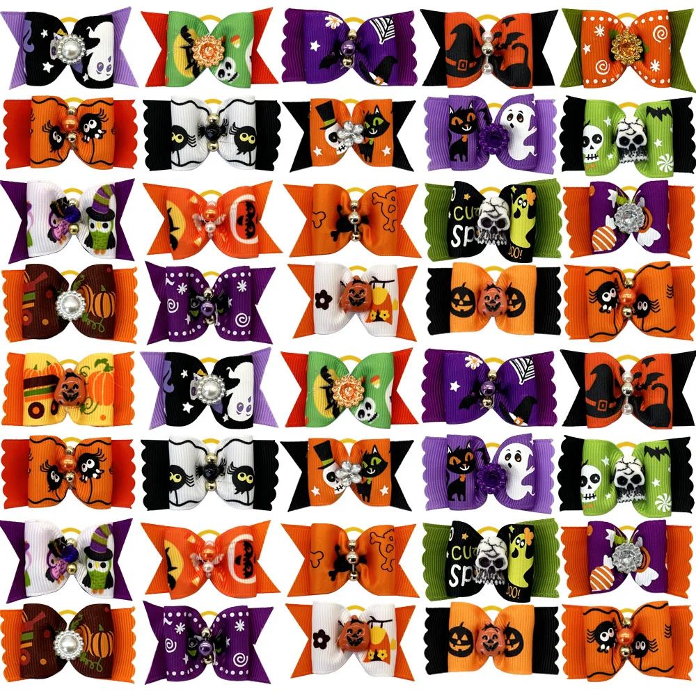 50/100PCS Cute Handmade Pet Dog Puppy Hair Bows Dog Grooming