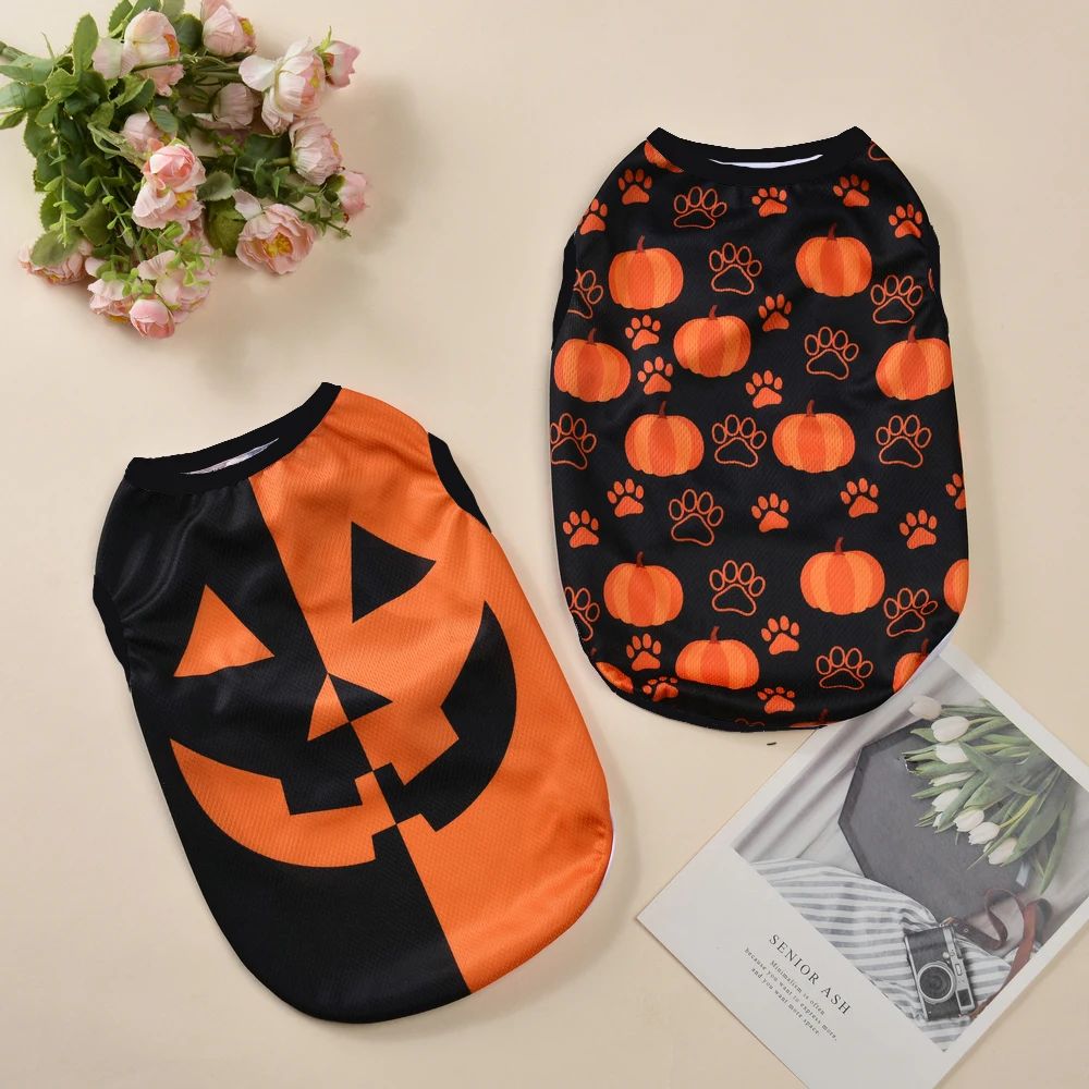 Dog Clothes For Small Medium Dogs Cats Halloween Pumpkin Paw