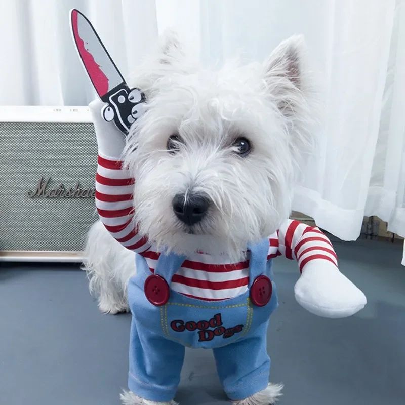 Funny Dog Horror Movie Clothes Sweatshirt Set Cosplay Chucky